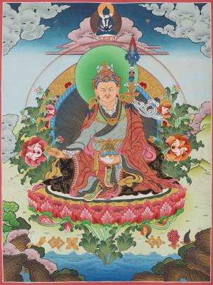 Guru Rinpoche Traditional Handpainted Thangka | Lotus Born Master Of Buddhism